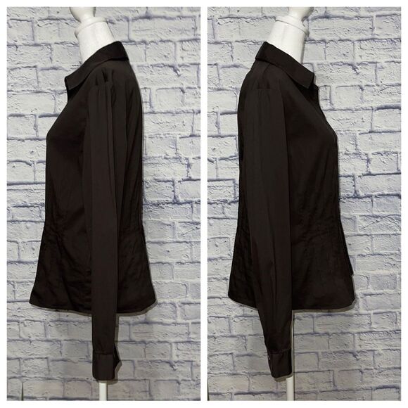 Lafayette 148 NY Button Down black stretch Dress Shirt 10 - Picture 5 of 12